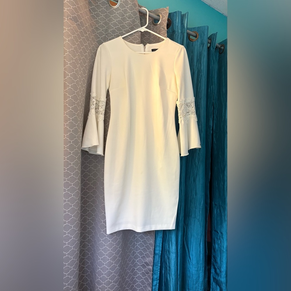 Tommy Hilfiger White Bell Sleeve Sheath Dress